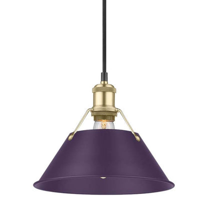Golden Lighting Orwell 10in 1-Light Pendant | Industrial Brushed Champagne Brass and Exotic Purple Steel | Kitchen Island | Model 3306-M BCB-EP