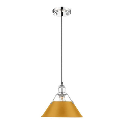 Golden Lighting Orwell 10in 1-Light Pendant | Industrial Chrome and Auric Yellow Steel | Kitchen Island & Dining Room | Model 3306-M CH-AY