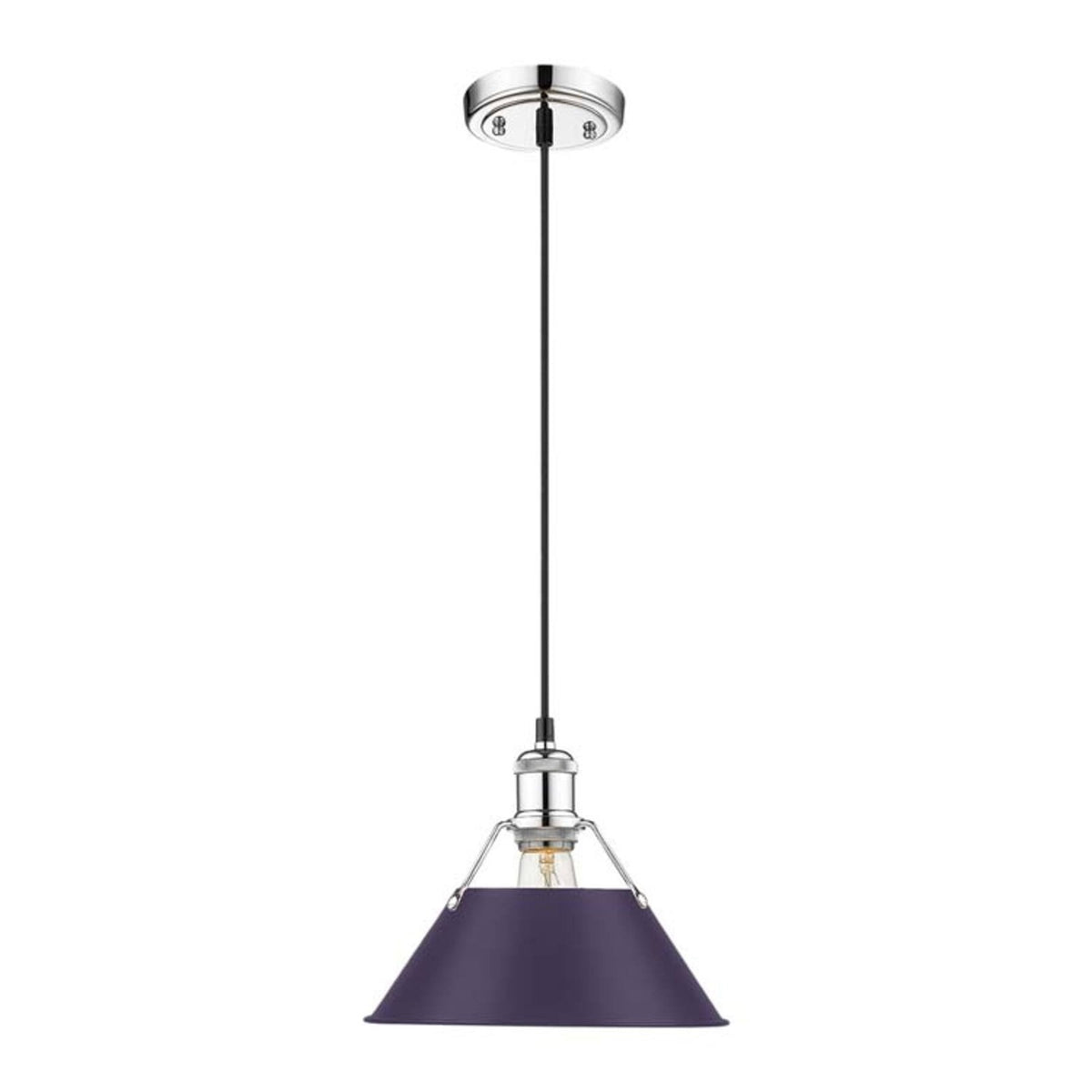 Golden Lighting Orwell 10in 1-Light Pendant | Industrial Chrome and Exotic Purple Steel | Kitchen Island & Dining Room | Model 3306-M CH-EP
