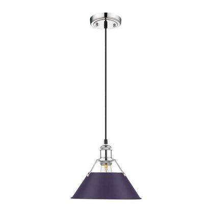 Golden Lighting Orwell 10in 1-Light Pendant | Industrial Chrome and Exotic Purple Steel | Kitchen Island & Dining Room | Model 3306-M CH-EP