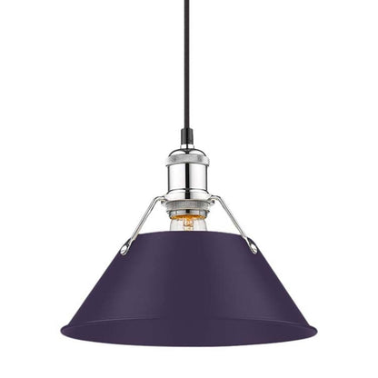 Golden Lighting Orwell 10in 1-Light Pendant | Industrial Chrome and Exotic Purple Steel | Kitchen Island & Dining Room | Model 3306-M CH-EP