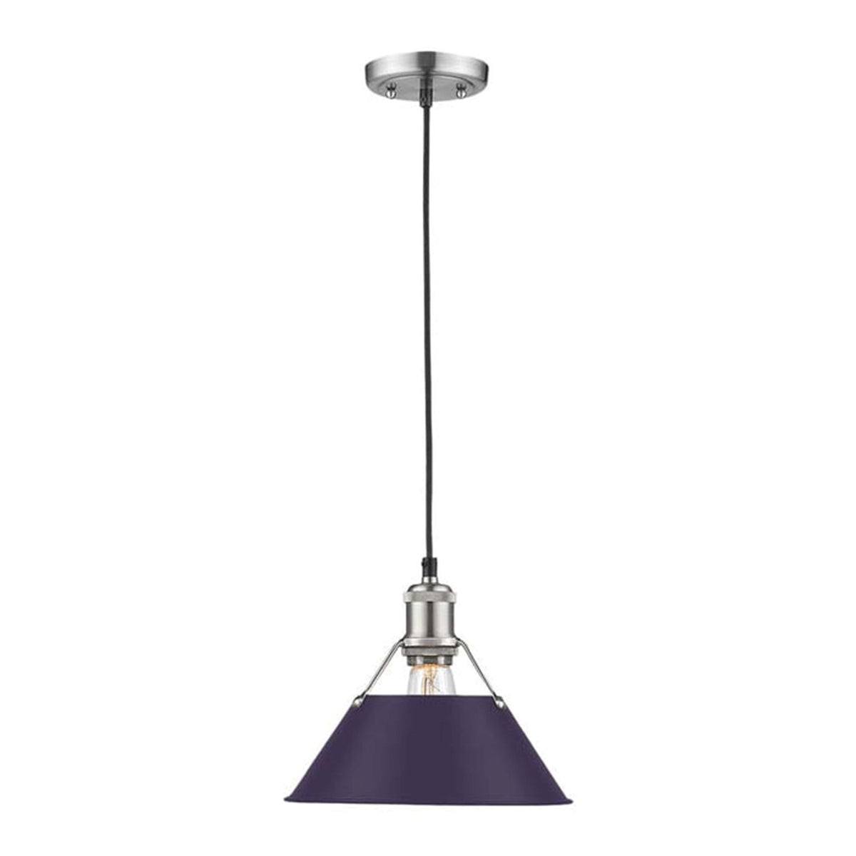 Golden Lighting Orwell 10in 1-Light Pendant | Industrial Pewter and Exotic Purple Steel | Kitchen & Dining Room | Model 3306-M PW-EP