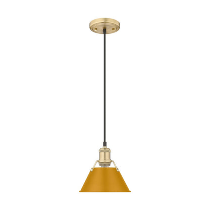 Golden Lighting Orwell 8in 1-Light Pendant | Industrial Brushed Champagne Brass and Auric Yellow Steel | Kitchen Island | Model 3306-S BCB-AY