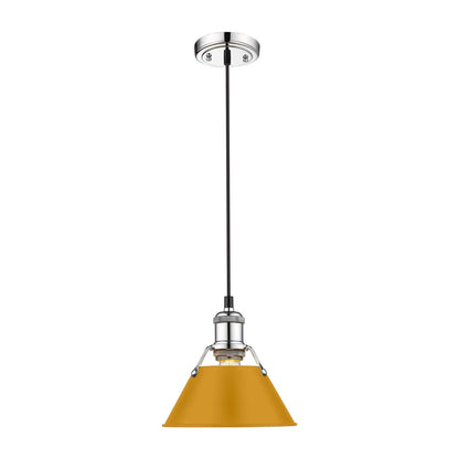 Golden Lighting Orwell 8in 1-Light Pendant | Industrial Chrome and Auric Yellow Steel | Kitchen Island & Dining Room | Model 3306-S CH-AY