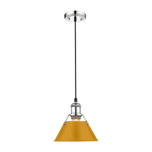 Golden Lighting Orwell 8in 1-Light Pendant | Industrial Chrome and Auric Yellow Steel | Kitchen Island & Dining Room | Model 3306-S CH-AY