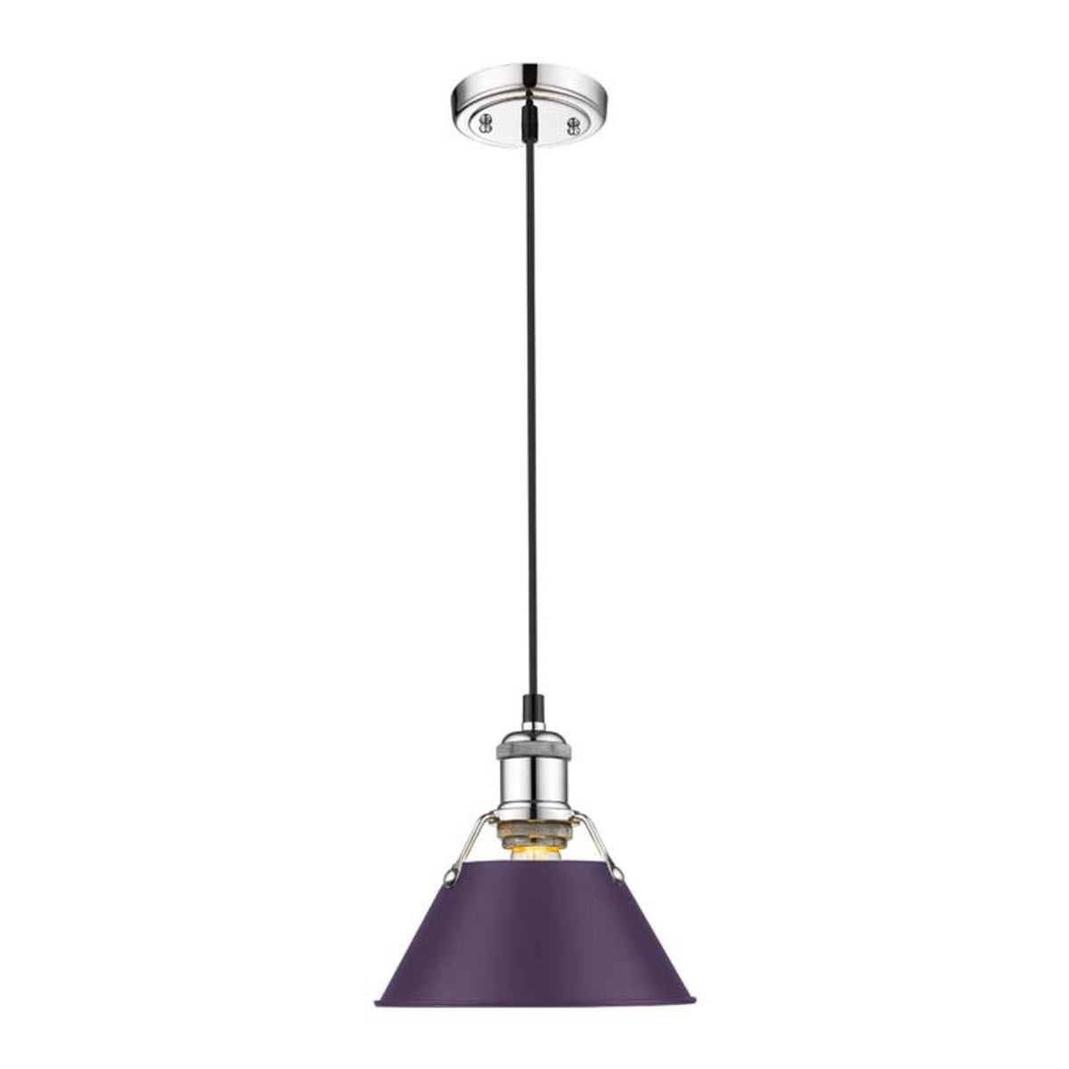 Golden Lighting Orwell 8in 1-Light Pendant | Industrial Chrome and Exotic Purple Steel | Kitchen & Dining Room | Model 3306-S CH-EP