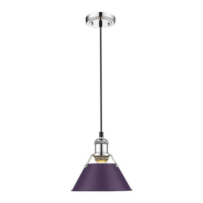 Golden Lighting Orwell 8in 1-Light Pendant | Industrial Chrome and Exotic Purple Steel | Kitchen & Dining Room | Model 3306-S CH-EP