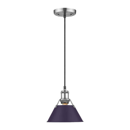 Golden Lighting Orwell 8in 1-Light Pendant | Industrial Pewter and Exotic Purple Steel | Kitchen & Dining Room | Model 3306-S PW-EP