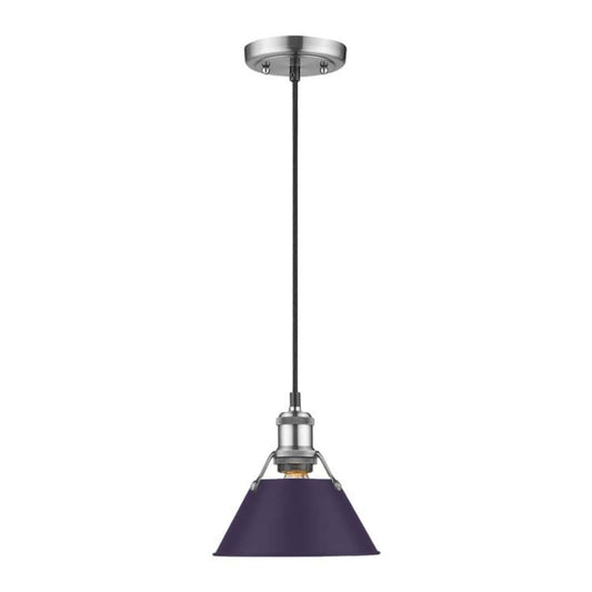 Golden Lighting Orwell 8in 1-Light Pendant | Industrial Pewter and Exotic Purple Steel | Kitchen & Dining Room | Model 3306-S PW-EP