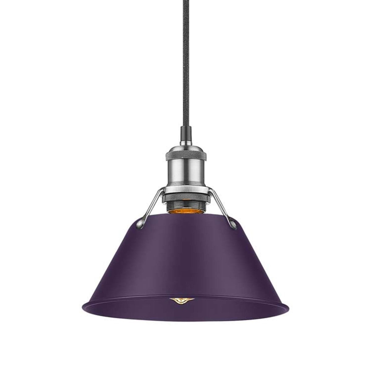 Golden Lighting Orwell 8in 1-Light Pendant | Industrial Pewter and Exotic Purple Steel | Kitchen & Dining Room | Model 3306-S PW-EP