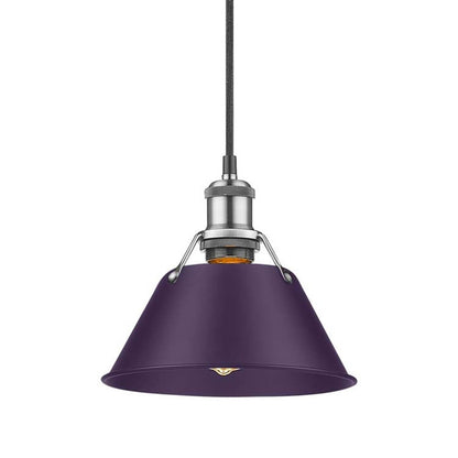 Golden Lighting Orwell 8in 1-Light Pendant | Industrial Pewter and Exotic Purple Steel | Kitchen & Dining Room | Model 3306-S PW-EP