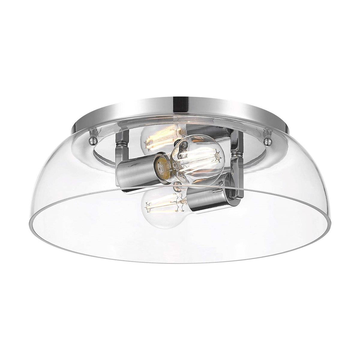 Golden Lighting Duncan 2-Light Flush Mount | Farmhouse Chrome and Clear Glass | Hallway & Bathroom Ceiling Light | Model 3602-14 CH-CLR