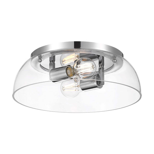 Golden Lighting Duncan 2-Light Flush Mount | Farmhouse Chrome and Clear Glass | Hallway & Bathroom Ceiling Light | Model 3602-14 CH-CLR