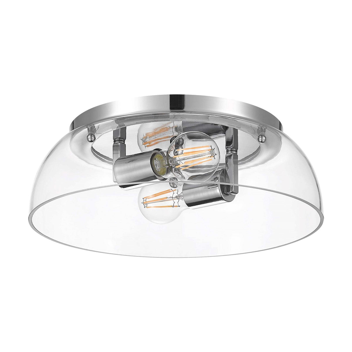 Golden Lighting Duncan 2-Light Flush Mount | Farmhouse Chrome and Clear Glass | Hallway & Bathroom Ceiling Light | Model 3602-14 CH-CLR