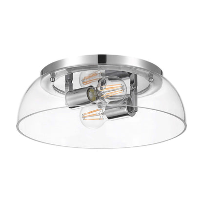 Golden Lighting Duncan 2-Light Flush Mount | Farmhouse Chrome and Clear Glass | Hallway & Bathroom Ceiling Light | Model 3602-14 CH-CLR