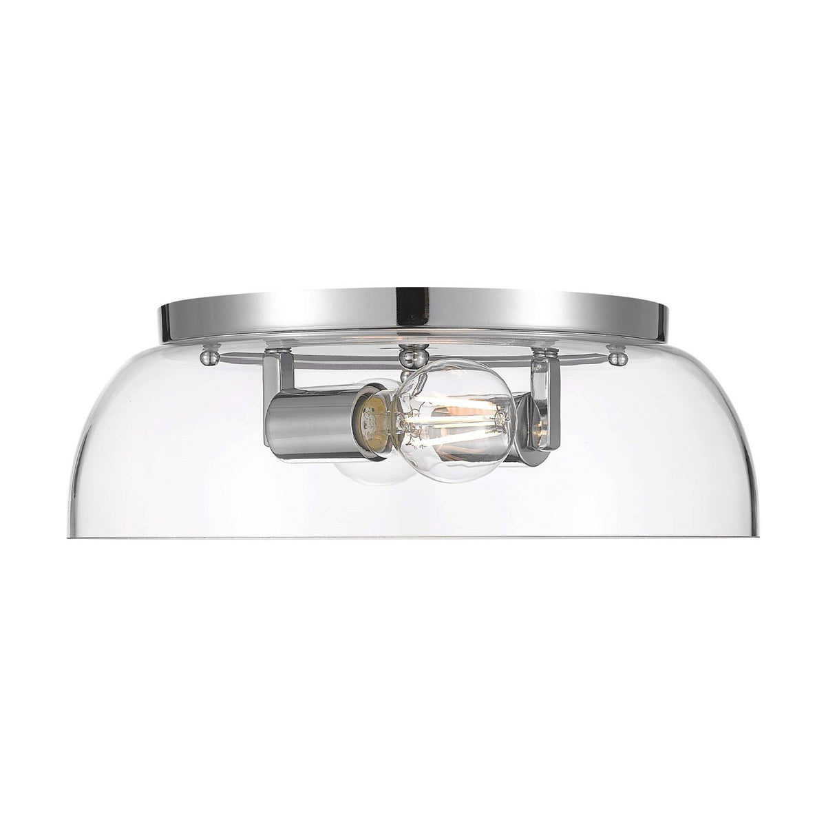 Golden Lighting Duncan 2-Light Flush Mount | Farmhouse Chrome and Clear Glass | Hallway & Bathroom Ceiling Light | Model 3602-14 CH-CLR