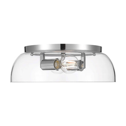 Golden Lighting Duncan 2-Light Flush Mount | Farmhouse Chrome and Clear Glass | Hallway & Bathroom Ceiling Light | Model 3602-14 CH-CLR