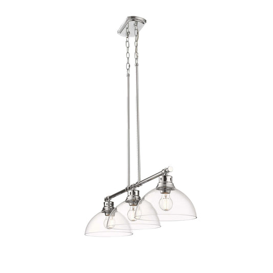 Golden Lighting Duncan 40in 3-Light Island Light | Farmhouse Chrome and Clear Glass | Kitchen Island & Dining Room | Model 3602-3LP CH-CLR