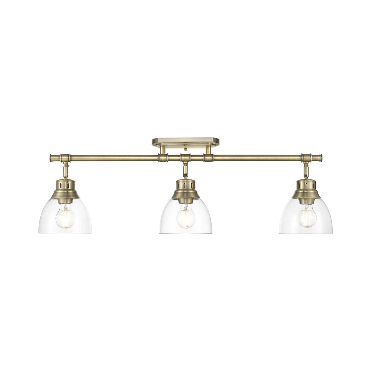 Golden Lighting Duncan 35in 3-Light Semi-Flush Mount | Farmhouse Aged Brass and Clear Glass | Entryway & Kitchen | Model 3602-3SF AB-CLR
