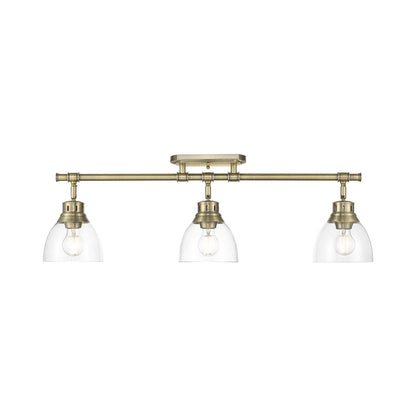 Golden Lighting Duncan 35in 3-Light Semi-Flush Mount | Farmhouse Aged Brass and Clear Glass | Entryway & Kitchen | Model 3602-3SF AB-CLR