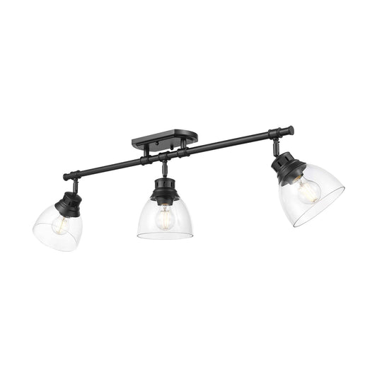 Golden Lighting Duncan 35in 3-Light Semi-Flush Mount | Country Farmhouse Matte Black and Clear Glass | Entryway & Foyer | Model 3602-3SF BLK-CLR