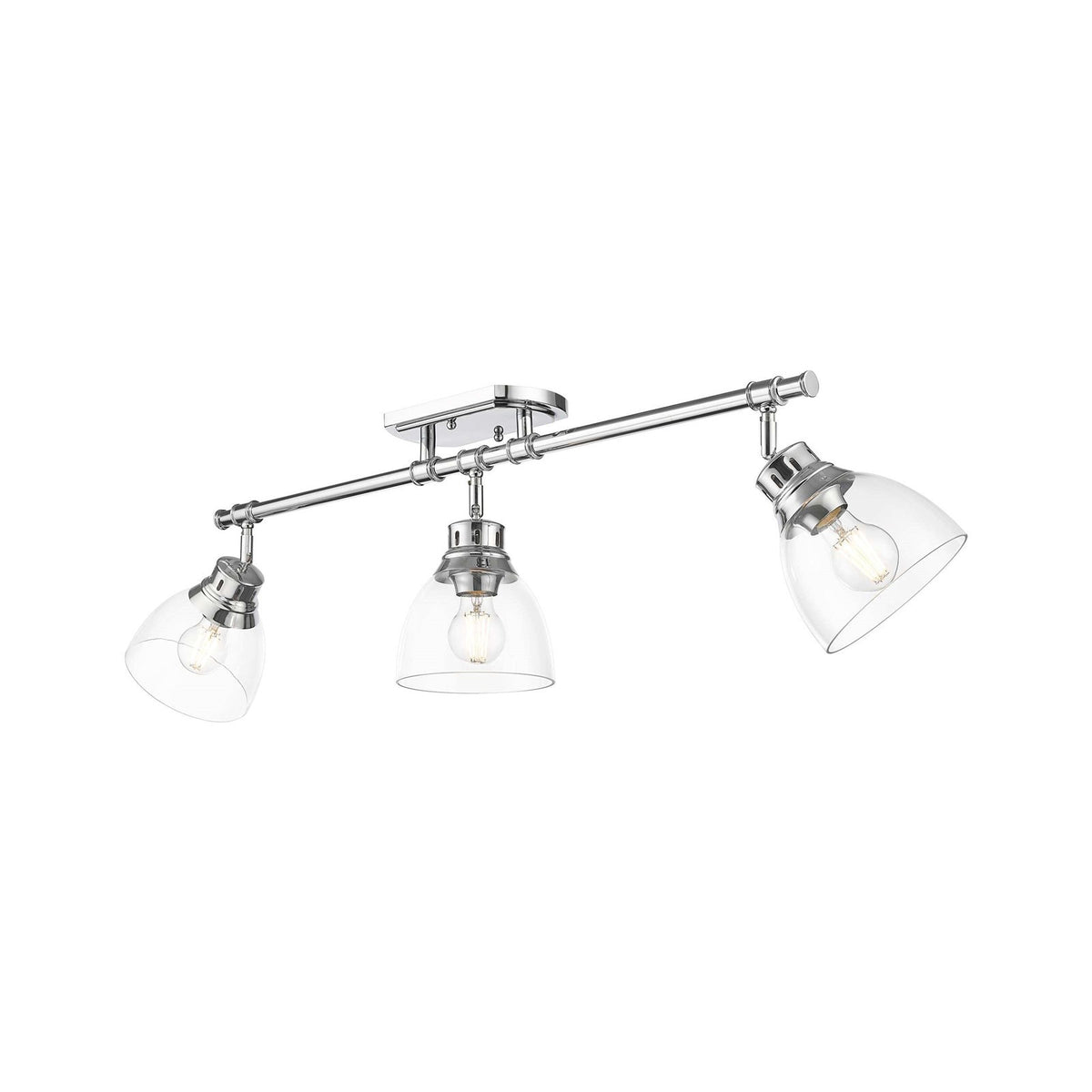 Golden Lighting Duncan 35in 3-Light Semi-Flush Mount | Farmhouse Chrome and Clear Glass | Entryway & Kitchen | Model 3602-3SF CH-CLR