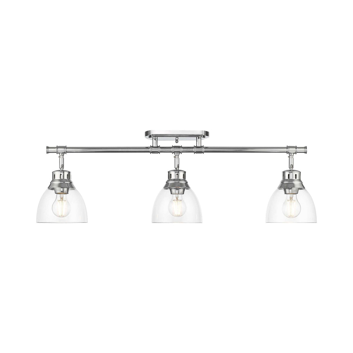 Golden Lighting Duncan 35in 3-Light Semi-Flush Mount | Farmhouse Chrome and Clear Glass | Entryway & Kitchen | Model 3602-3SF CH-CLR