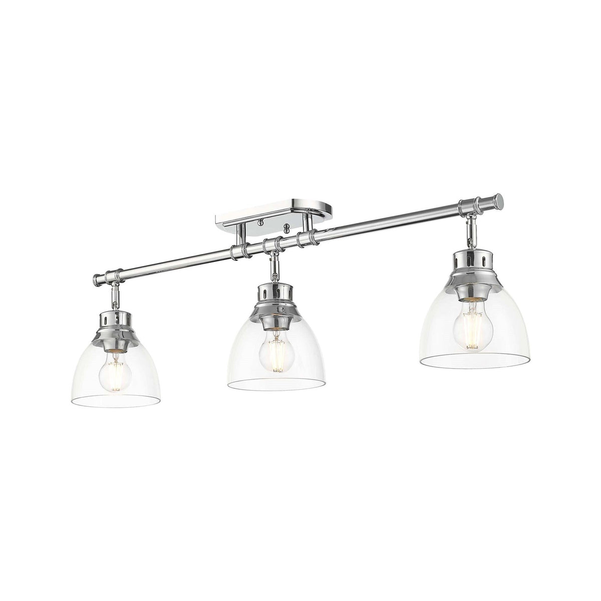 Golden Lighting Duncan 35in 3-Light Semi-Flush Mount | Farmhouse Chrome and Clear Glass | Entryway & Kitchen | Model 3602-3SF CH-CLR