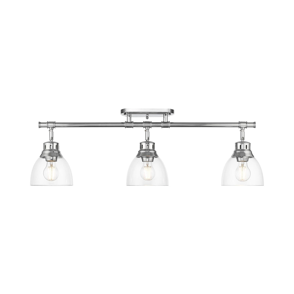 Golden Lighting Duncan 35in 3-Light Semi-Flush Mount | Farmhouse Chrome and Clear Glass | Entryway & Kitchen | Model 3602-3SF CH-CLR