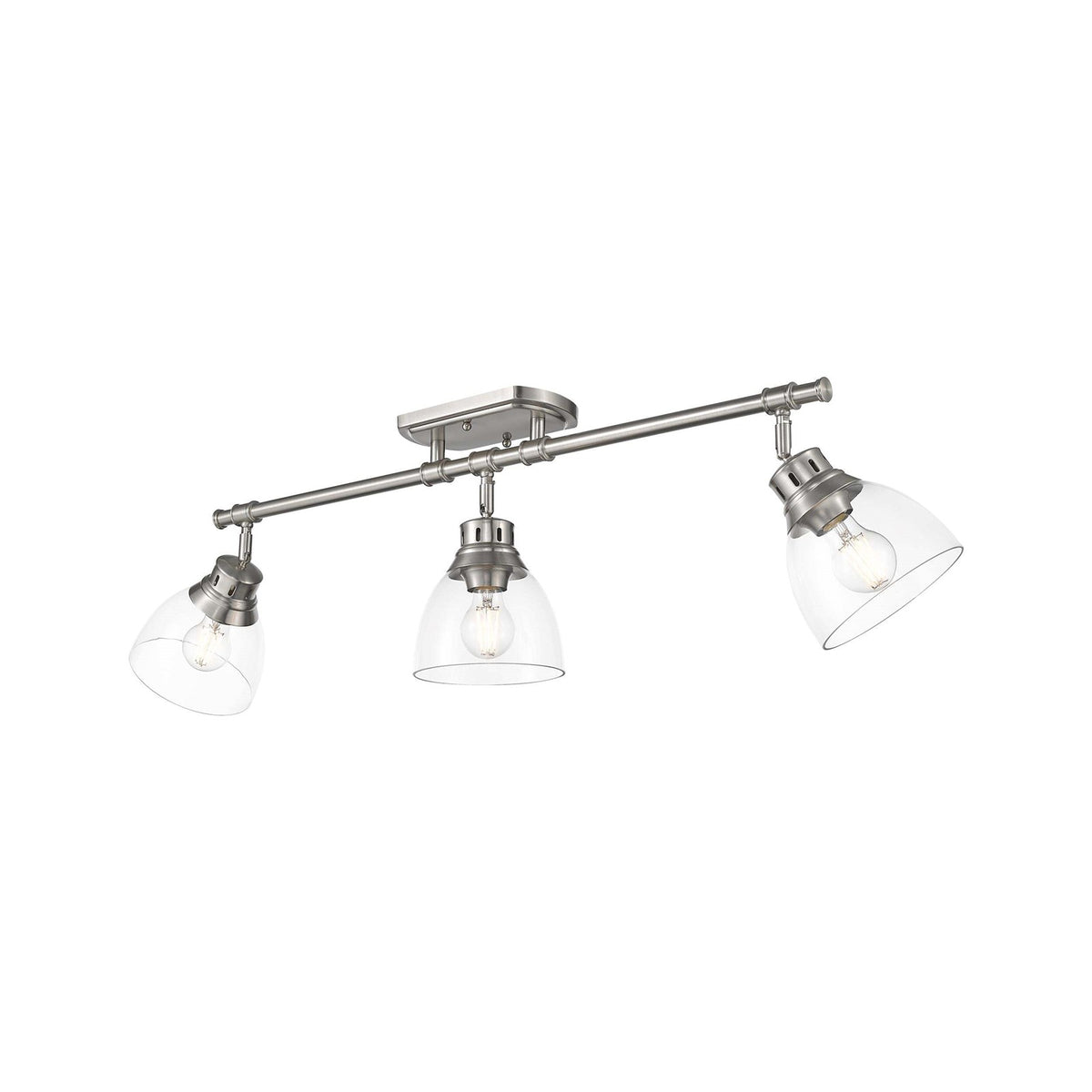 Golden Lighting Duncan 3-Light Semi-Flush Mount | Farmhouse Pewter Steel and Clear Glass | Entryway & Kitchen Ceiling Light | Model 3602-3SF PW-CLR