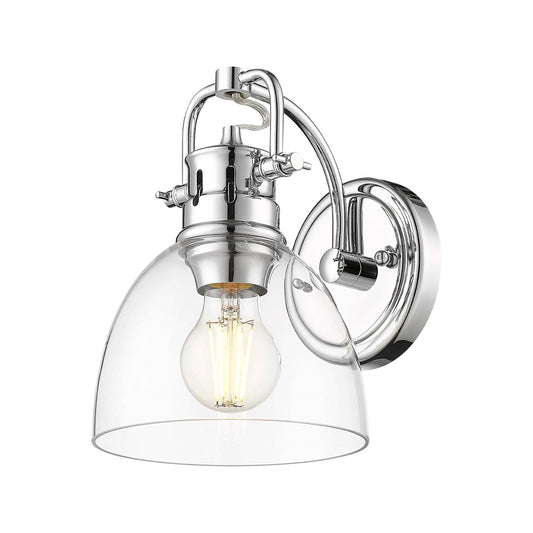 Golden Lighting Duncan 6in 1-Light Wall Sconce | Farmhouse Chrome and Clear Glass | Bathroom & Hallway | 6.5 x 8.25 x 8.5 in | Model 3602-BA1 CH-CLR
