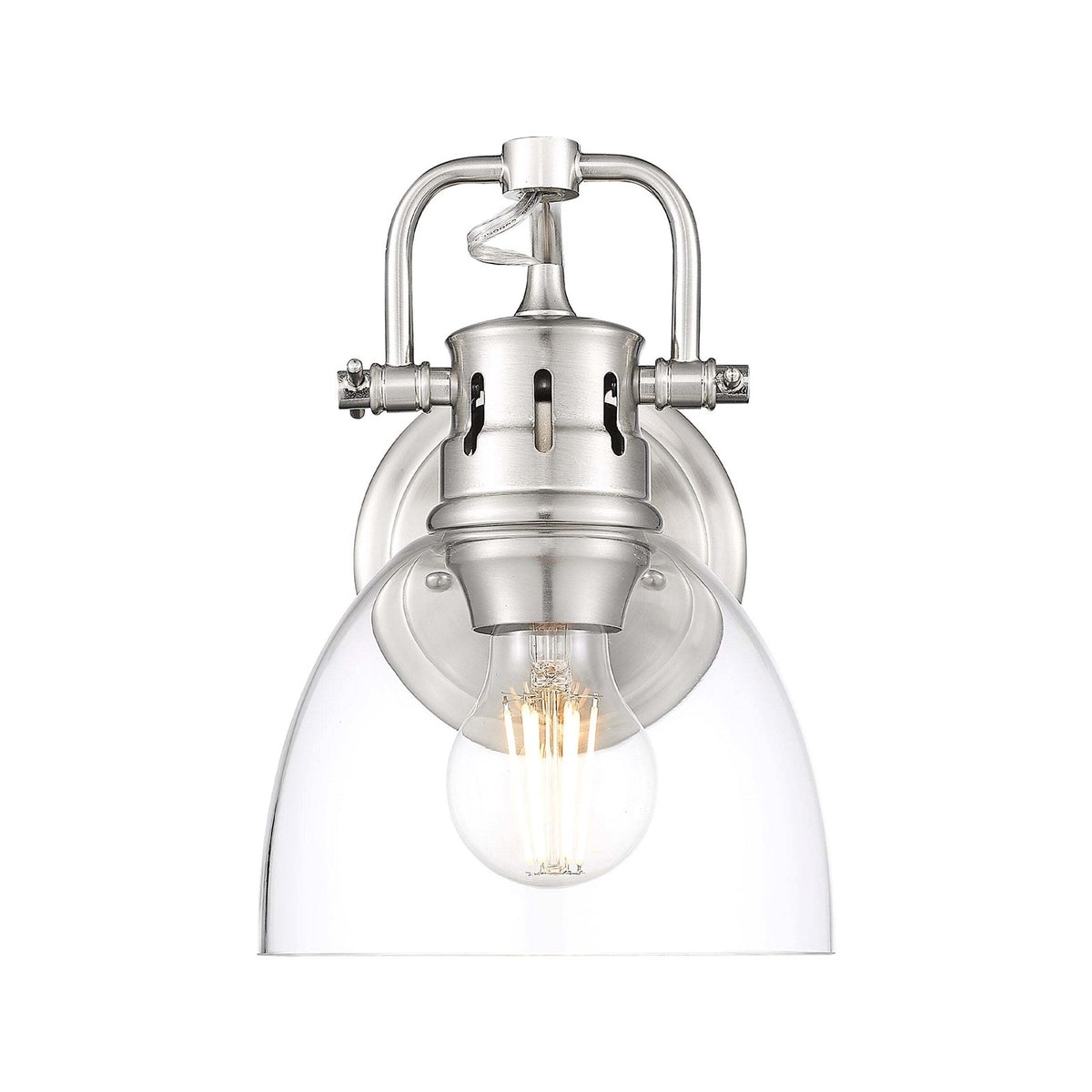 Golden Lighting Duncan 1-Light Wall Sconce | Farmhouse Pewter and Clear Glass | Bathroom & Hallway Vanity Light | Model 3602-BA1 PW-CLR