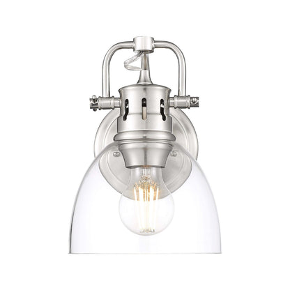 Golden Lighting Duncan 1-Light Wall Sconce | Farmhouse Pewter and Clear Glass | Bathroom & Hallway Vanity Light | Model 3602-BA1 PW-CLR