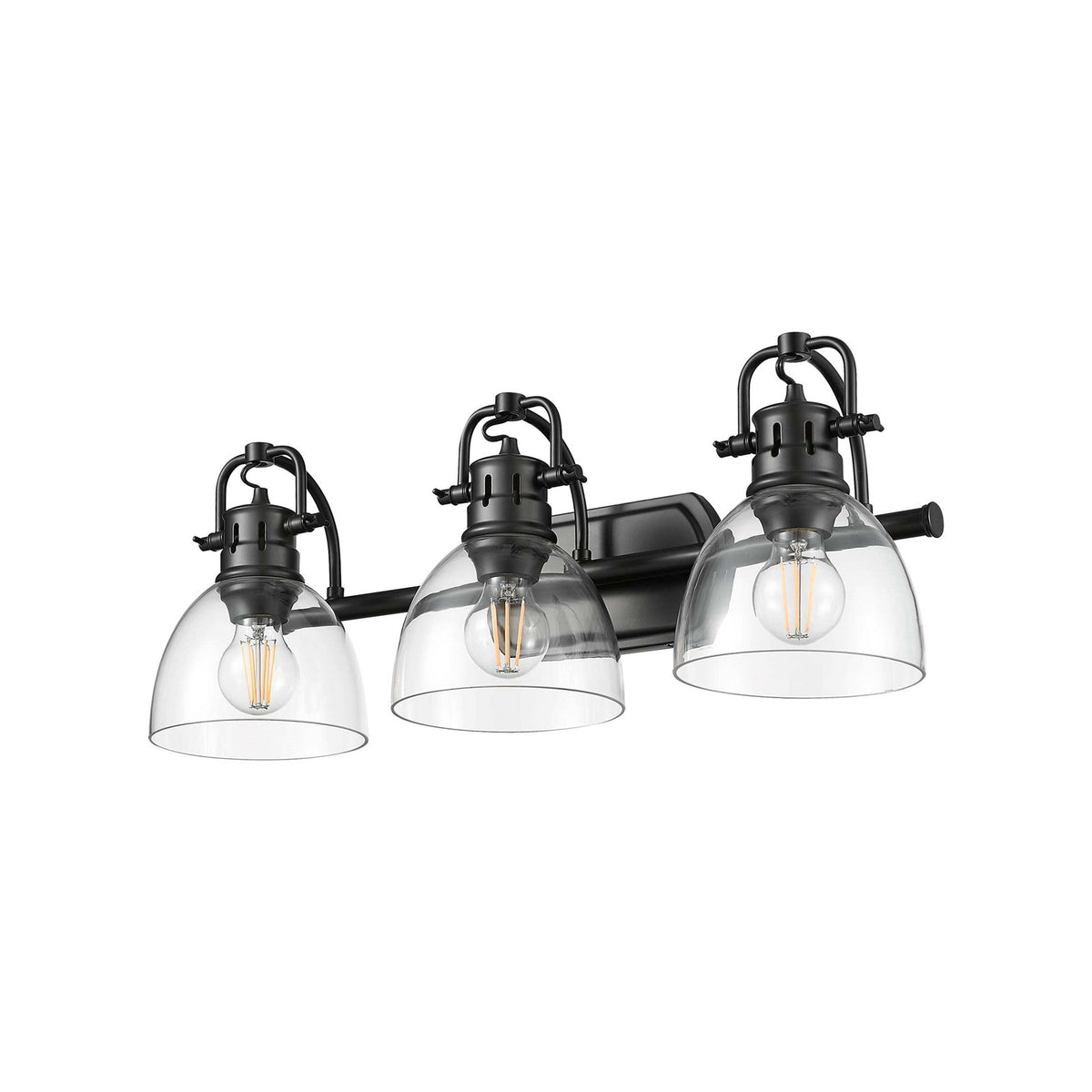 Golden Lighting Duncan 3-Light Vanity Light | Farmhouse Matte Black and Clear Glass | Bathroom & Powder Room | Model 3602-BA3 BLK-CLR