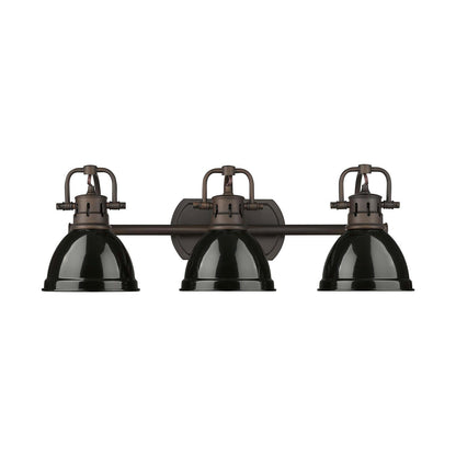 Golden Lighting Duncan 24in 3-Light Vanity Light | Farmhouse Rubbed Bronze and Black Steel | Bathroom Vanity | Model 3602-BA3 RBZ-BK