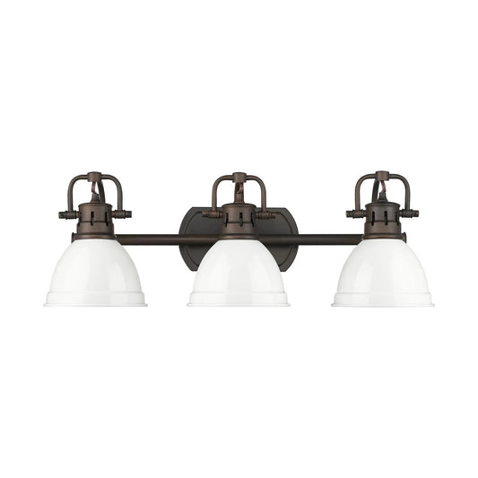 Golden Lighting Duncan 3-Light Vanity Light | Country Farmhouse Rubbed Bronze and White Steel | Bathroom Vanity & Powder Room | Model 3602-BA3 RBZ-WH