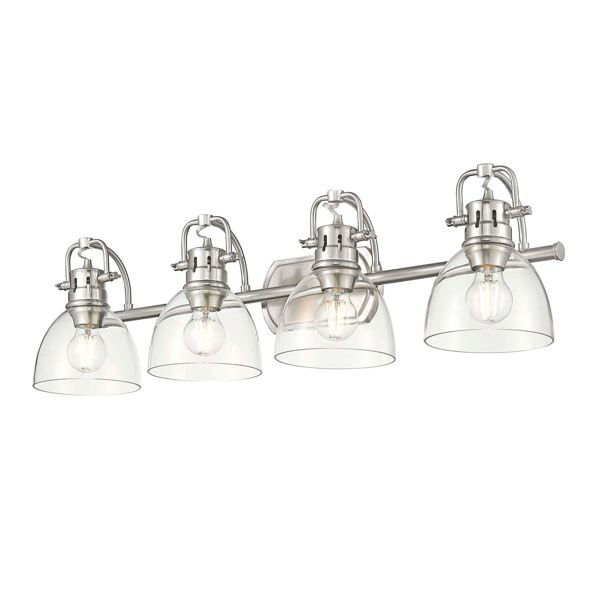 Golden Lighting Duncan 33in 4-Light Vanity Light | Farmhouse Pewter and Clear Glass | Bathroom & Powder Room | Model 3602-BA4 PW-CLR