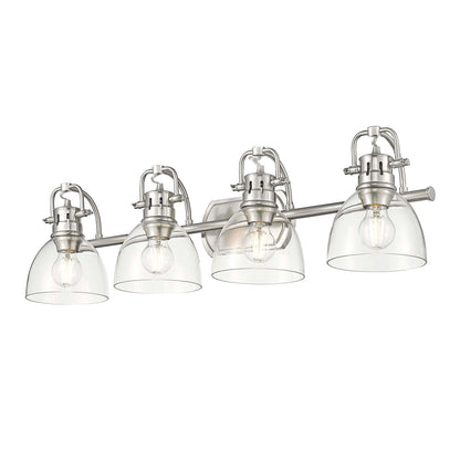 Golden Lighting Duncan 33in 4-Light Vanity Light | Farmhouse Pewter and Clear Glass | Bathroom & Powder Room | Model 3602-BA4 PW-CLR