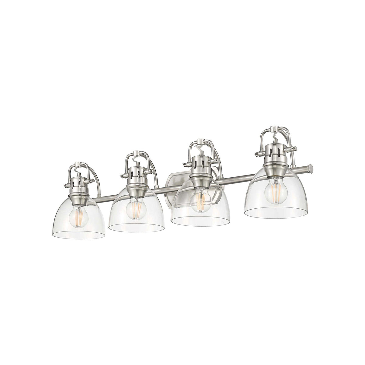 Golden Lighting Duncan 33in 4-Light Vanity Light | Farmhouse Pewter and Clear Glass | Bathroom & Powder Room | Model 3602-BA4 PW-CLR