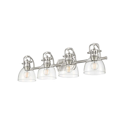 Golden Lighting Duncan 33in 4-Light Vanity Light | Farmhouse Pewter and Clear Glass | Bathroom & Powder Room | Model 3602-BA4 PW-CLR