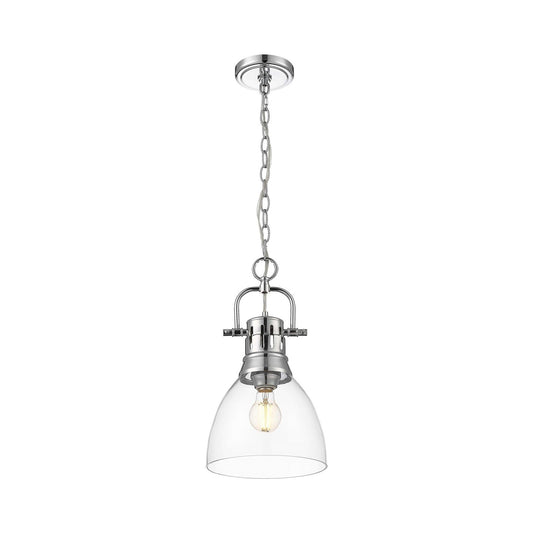 Golden Lighting Duncan 9in 1-Light Pendant | Country Farmhouse Chrome and Clear Glass | Kitchen Island & Dining Room | Model 3602-S CH-CLR