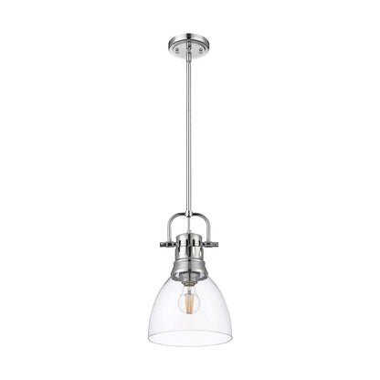 Golden Lighting Duncan 9in 1-Light Rod Pendant | Farmhouse Chrome and Clear Glass | Kitchen Island & Dining Room | Model 3604-S CH-CLR