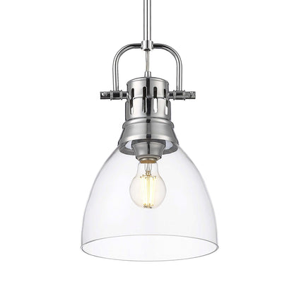 Golden Lighting Duncan 9in 1-Light Rod Pendant | Farmhouse Chrome and Clear Glass | Kitchen Island & Dining Room | Model 3604-S CH-CLR
