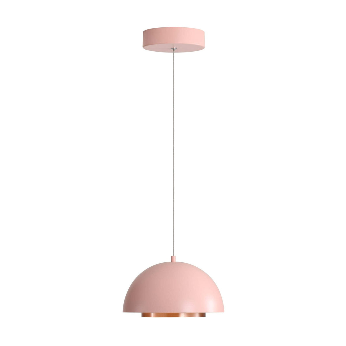 Golden Lighting Solsken 12in 1-Light LED Pendant | Modern Dusty Rose and Aged Copper Steel | Kitchen Island & Dining Room | Model 3632-12 DRS-ACR