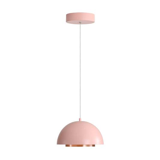 Golden Lighting Solsken 12in 1-Light LED Pendant | Modern Dusty Rose and Aged Copper Steel | Kitchen Island & Dining Room | Model 3632-12 DRS-ACR