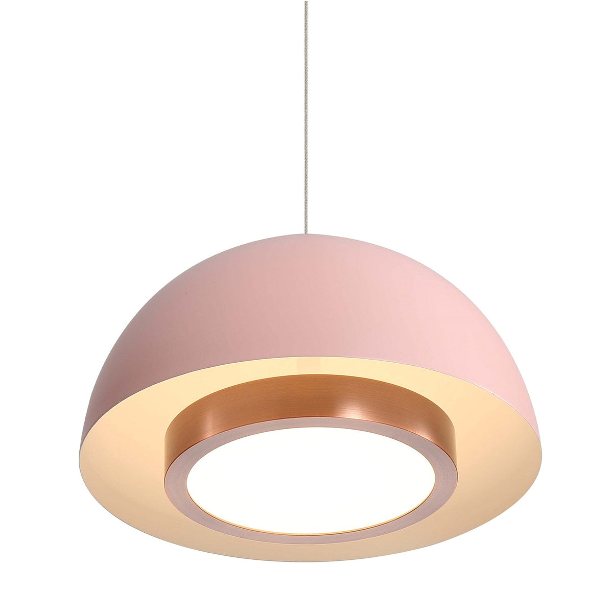 Golden Lighting Solsken 12in 1-Light LED Pendant | Modern Dusty Rose and Aged Copper Steel | Kitchen Island & Dining Room | Model 3632-12 DRS-ACR