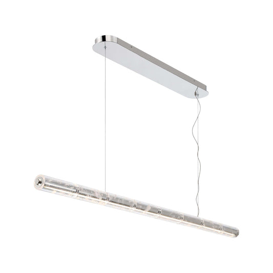 Golden Lighting Crystallo 64in LED Island Light | Glam Polished Nickel and Cloudy Crystal | Kitchen Island | Model 3726-LP64 PN-CY