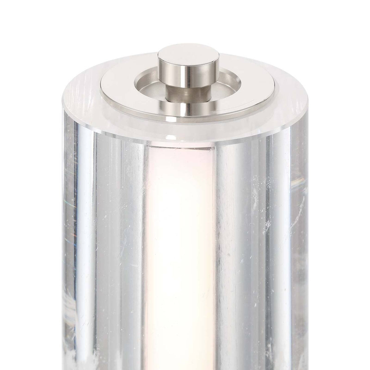 Golden Lighting Crystallo 18in 1-Light Table Lamp | Glam Polished Nickel and Cloudy Crystal | Bedroom & Living Room | Model 3726-TL18 PN-CY