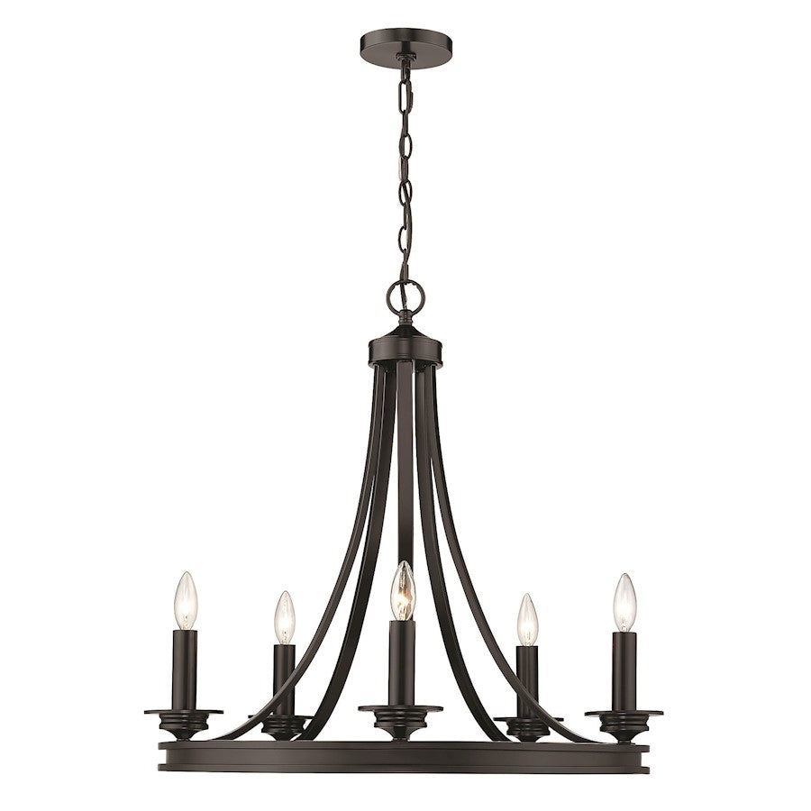 5 Light Chandelier, Matte Black