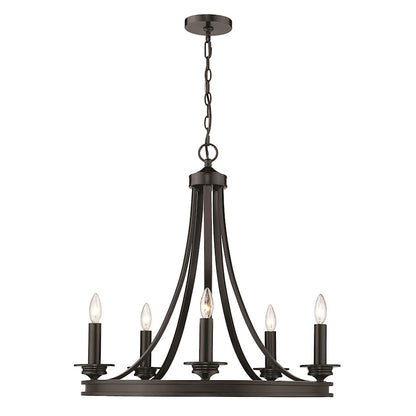 5 Light Chandelier, Matte Black